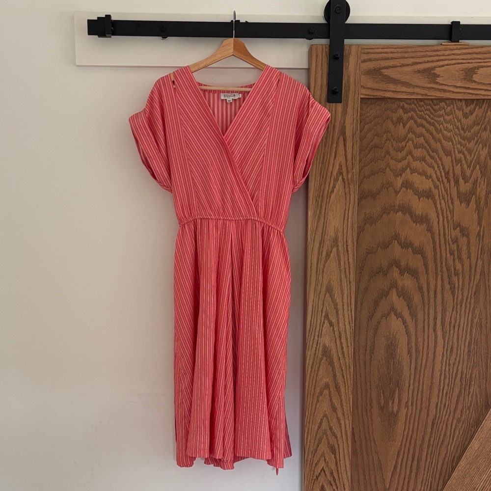 Anthropologie Molly Bracken Striped Dress, Red Orange and White, L - Picture 2 of 5
